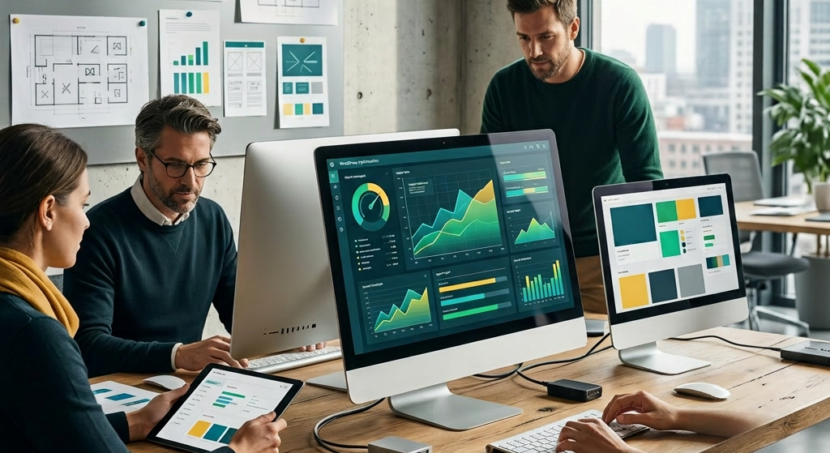 Empresário que usa computador para desenvolvimento e análise Sistema de gestão de tecnologia de dados